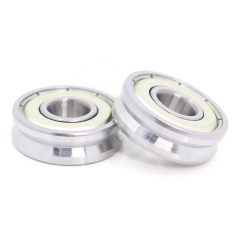 Top Notch Sealed V Groove Ball Bearings 4 Pack 8 X 22 X 7 mm Hardened Steel showing two dual shielded rollers close-up.