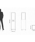 Dimensions diagram of Smokeless 360 Degree Propane Patio Heater, 41,000 BTU, 59 Inch Freestanding Glass Tower On Wheels, Clean Glass No Soot
