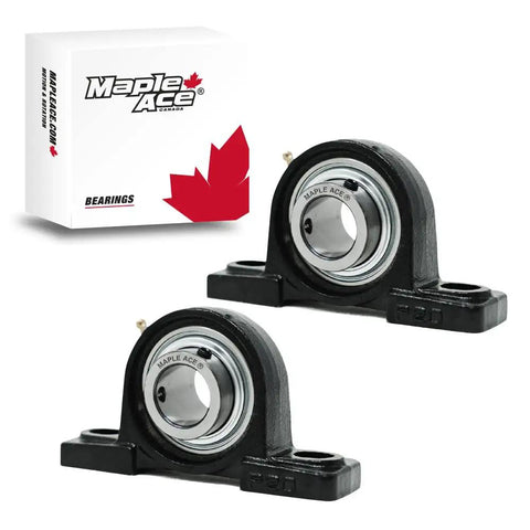 Built Tough Pillow Block Bearing With One And A Quarter Inch Bore, 2 Bolt Self Aligning, R3 Triple Lip Seal Set Of 2 with box