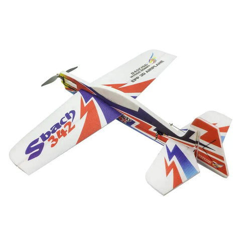 Sbach342 39 Inch EPP Foam RC Plane Kit for Newbies to Pros, colorful aerobatic model airplane, unassembled, side angle view.