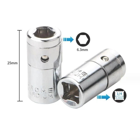 Hex Shank Socket Bit Adapter Set From One Quarter Inch Square Drive To One Quarter Inch Hex 2 Pack Chrome Vanadium Steel Screwdriver Bit Converter Holder Tool For Quick Bit Access With Power Tools And Hand Drivers