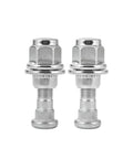Two components of the M12x1.25 Chrome Wheel Lug Stud Nut Set Four Pieces For Nissan Infiniti Cars Durable 10.9 Steel Heavy Duty Fit Altima Maxima