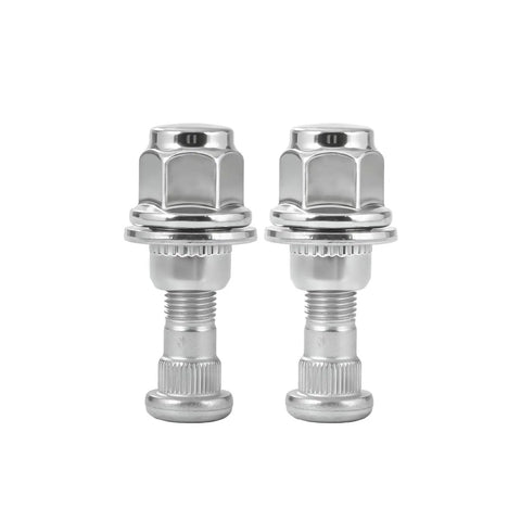 Two components of the M12x1.25 Chrome Wheel Lug Stud Nut Set Four Pieces For Nissan Infiniti Cars Durable 10.9 Steel Heavy Duty Fit Altima Maxima