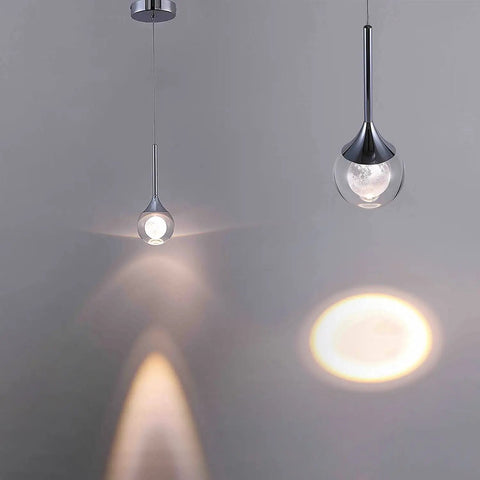 Lit Globe Crystal Pendant Light With 5W LED Dimmable Stepless Brightness Modern Hanging Fixture for various rooms, chrome finish