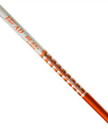 Premium Graphite Hybrid Golf Shaft X Stiff Flex 105 Gram Weight 42 Inch Length Standard 370 Tip Bore close-up view.