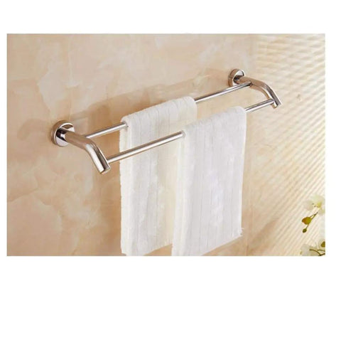 Double Bar Towel Rack In SUS304 Stainless Steel With Bright Finish 60x15cm Towel Bar for Quick Drying, mounted on wall