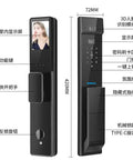 Slick New Smart Entrance Lock With Rapid Fingerprint Access And Solid Password Shield Featuring Wide Angle 3D Face Tracking Remote Video Intercom And Bright Indoor Panel for home security, shown from side with display screen.