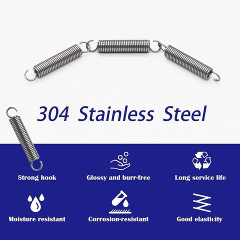 SP9600 stainless steel extension springs (five) with hooks, 1/4 in x 1-1/2 in