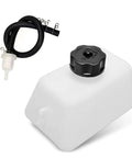 Gas Tank Kit For Mini Bikes And ATVs, Universal Fuel Canister With Oil Filter, Two Pipes And Four Clamps, White