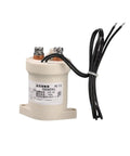 Heavy Duty Dc Contactor And Power Relay Switch For Ev Chargers With Plug And Play Wiring That Handles Up To Seventy Two Volts Without Any Sweat And Delivers Smooth Circuit Control For Reliable Industrial Performance, showing a white relay switch with wires.