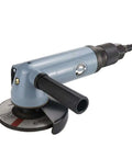 Badass 4 Inch Pneumatic Angle Grinder Featuring Stepless Speed Control And Smooth Front Exhaust Venting For Rock Solid Metal Polishing Sanding And Heavy Duty Workshop Projects, side view with speed control knob.