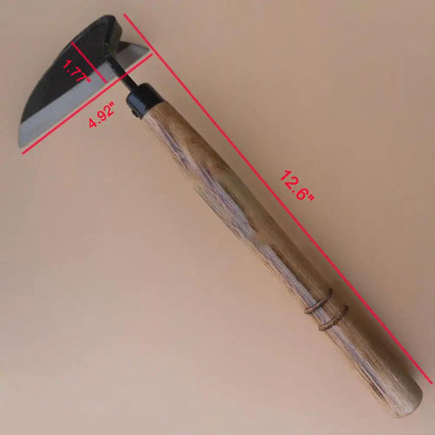Japanese Weeding Sickle Hoe Garden Tool For Weeding And Digging Deep Roots Grass Cutting Soil Loosening And Hand Weeder Workhorse With Durable Steel Blade For Quick No Nonsense Yard Cleanup, 12.6in wooden handle