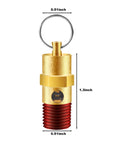 Brass air compressor pressure relief valve with 1/4-in NPT male thread and key ring, 175 PSI