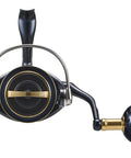 Front view of Saltiga SAG4000-XH Spinning Reel Beast Of A Reel For Serious Saltwater Angling With Ultra Smooth Drag and aluminum frame