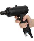 Heavy Hitter Air Impact Wrench Pneumatic Fastening Tool 65 Nm 8000 Rpm For Auto Repair And Shop Grind held in hand.