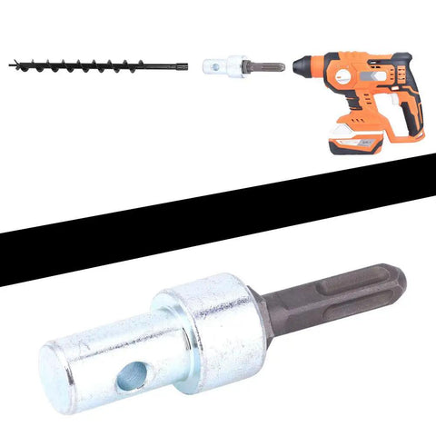 Electric Hammer To Earth Auger Adapter Square Four Pits Drill Bit Connector with power drill and auger attachment.