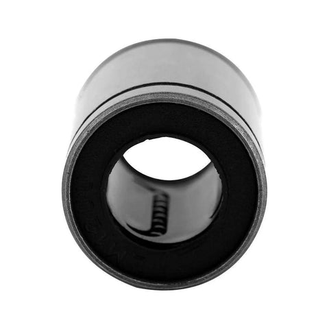 LM10UU linear ball bearing, 10 mm bore, metal cylinder, front view