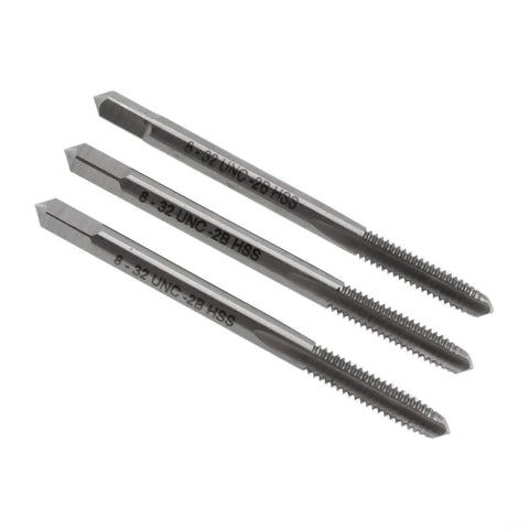 Three Piece 8 32 UNC Tap Set With 3 Flutes For Hand Threading In Mild Steel Aluminum Iron Copper Stainless Steel And Hard Plastics