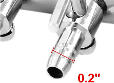 Close-up view of the 0.2-inch copper outlet on the Rock Solid Copper Aquarium Air Valve 18 Way Inline Manifold Splitter.
