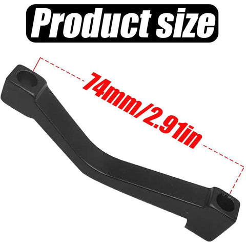 180mm Disc Brake Adapter Converter For Post Mount, 74mm spacing, black alloy mounting bracket, top view