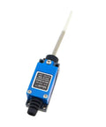 Flexible Rod Coil Spring Actuator ME8166 Limit Switch, blue casing, industrial use, spring-loaded, compact design, visible wiring