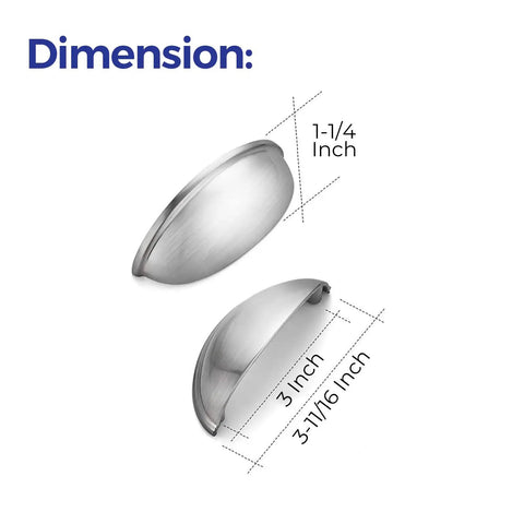 10 Pack 3 Inch Drawer Pulls Brushed Nickel Cup Pulls For Cabinets And Kitchen Hardware Upgrade Your Cabinets With Durable Handles