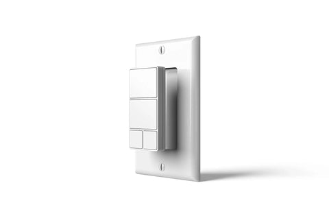 Side view of 800 Series Z Wave Scene Controller With Four Buttons, Z Wave Plus Wall Switch Remote on white background