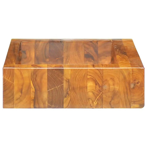 Zexlorith Teak Wood Basin, Vessel Sink for Bathroom, 19.7x13.8x3.9 inch, top view showcasing smooth teak surface.