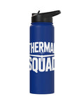 Blue insulated stainless steel water bottle for sailplane pilots and glider fans, perfect for club days, thermal soaring training.