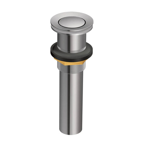 Vessel Sink Pop Up Drain Assembly Chrome Finish With Spring Loaded Push Button Waste No Overflow Design No Fuss Install