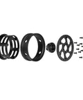Crush The Trails With These Sick 1.9 Carbon Fiber Beadlock Wheels For RC Crawler Cars Featuring CNC Aluminum Hubs Quick Tire Swaps And Black Finish SCX10 TRX4 Gmade parts showing individual black components and screws