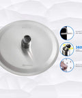 Back view of Ultra Thin Rain Shower Head With High Flow Stainless Steel, 8 Inch Brushed Nickel Finish, showing adjustable nozzle.