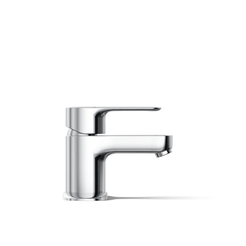 Side view of July Go-To Single-Handle Bathroom Sink Faucet With Metal Pop-Up Drain One And A Quarter Inch Tailpiece Ceramic Disc Valves