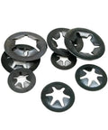 65Mn Steel External Circlips Kit With Self Locking Retaining Clips For Shafts And Snap Ring Washers Push On Sizes From M2.5 To M10 350 Pieces Per Box Assortment, black washers