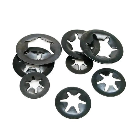 65Mn Steel External Circlips Kit With Self Locking Retaining Clips For Shafts And Snap Ring Washers Push On Sizes From M2.5 To M10 350 Pieces Per Box Assortment, black washers
