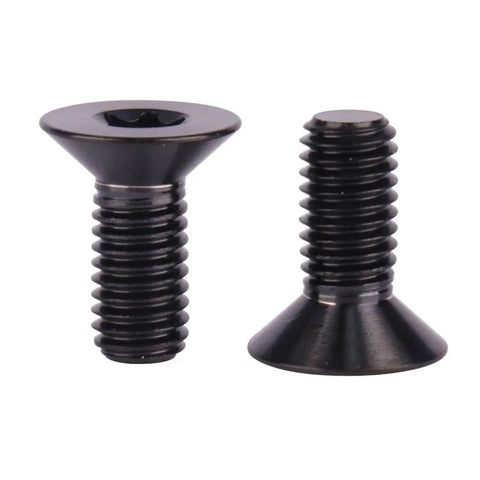 Close-up of 4 Pack Titanium Bolts M5x12mm Countersunk Torx Head Screws Black Coated Grade 5 6AL4V Lightweight Built Tough Fasteners