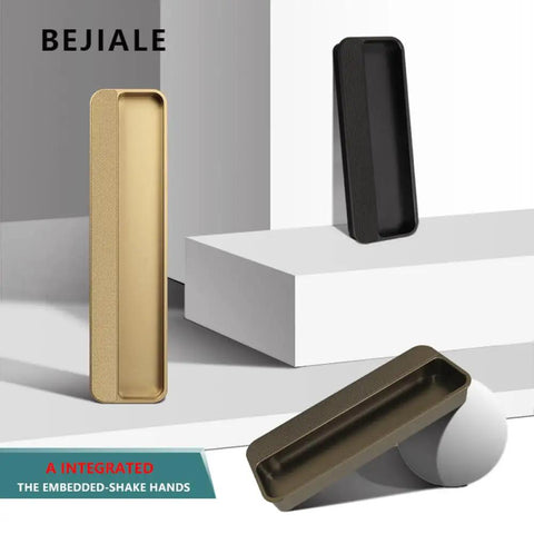 Hidden Push Pull Invisible No Frills Door Handle For Closet Cabinet And Drawer Slotting Grooving Embedded Pull Burr Free Smooth Edge Sleek Black Ga Color 200mm Length Made From Zinc Alloy And Aluminum, black recessed handle