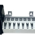 Replacement Ice Maker Assembly For Various Brands With AP6019087 W10300024 4444453 PS11752391 1 Year Warranty Easy Install Plug And Play Fit For A Reliable Quick Replacement When Your Ice Maker Goes Out. white plastic ice maker assembly with mounting tabs