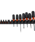 Pro Series 4.0 Magnetic Screwdriver Organizer With Magnetic Base For Secure Tool Drawer Storage Modular System For Pros And DIY Mechanics 12 Holder Pack, black holder with screwdrivers