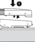 Diagram of Soft-Close Cabinet Damper for Corner Hinges, 8 Pack 973A0500 Buffer for Full Overlay Cabinets showing installation step.