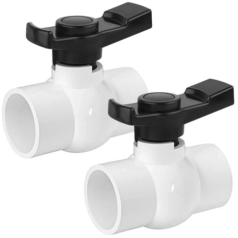 2-Pack One And One-Half Inch Slip PVC Ball Valves With Double Socket Full-Flow Port DIY Friendly Water Shut Off Valve For Pool, Irrigation, Sewage Water Pipe