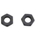 Front And Rear Hollow Shaft Nuts 3/8 Inch Zinc Alloy Hub Lock Nuts For MTB Quick Repair close-up, showing deep grip texture.