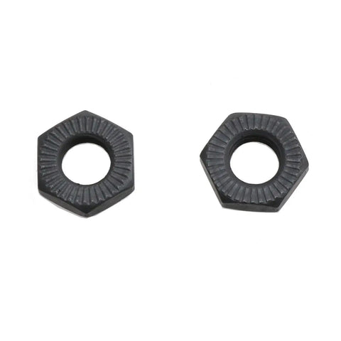 Front And Rear Hollow Shaft Nuts 3/8 Inch Zinc Alloy Hub Lock Nuts For MTB Quick Repair close-up, showing deep grip texture.