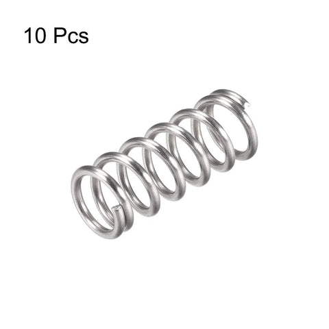 Compression spring, 304 stainless steel, 12 mm OD, 1.6 mm wire, silver tone.