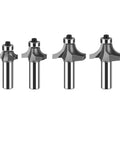 1/2 Inch Shank Corner Round Over Router Bit With Guide Bearing And Premium Carbide Cutter set of four pieces for wood trim and edge profiling
