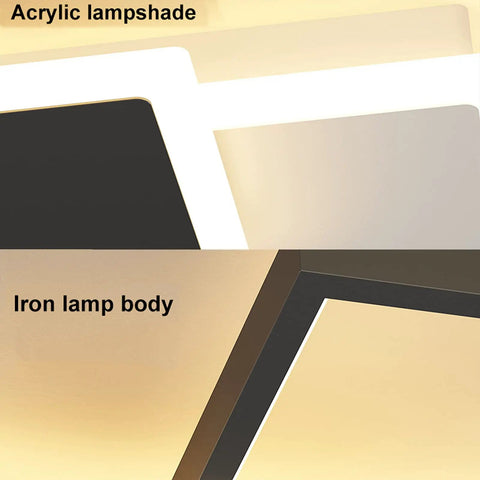 Dope 113W LED Ceiling Light Flush Mount close-up showing acrylic lampshade and iron lamp body; a dimmable modern fixture.