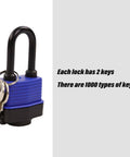 Built-Tough Outdoor Padlock 44mm 1.75 Inch Keyed-Alike, Steel Lock with keys and extra long shackle, weatherproof cover