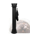Top Shelf 6.8 Liter Espresso Knock Box Coffee Grounds Bucket with Quiet Rubber Arm and removable lid, featuring a microfiber rag.