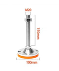 Heavy Duty Leveling Feet Four Pack Nonslip Adjustable Screw Legs Rock Solid Support Base with M20 thread, 150mm height, 100mm base.