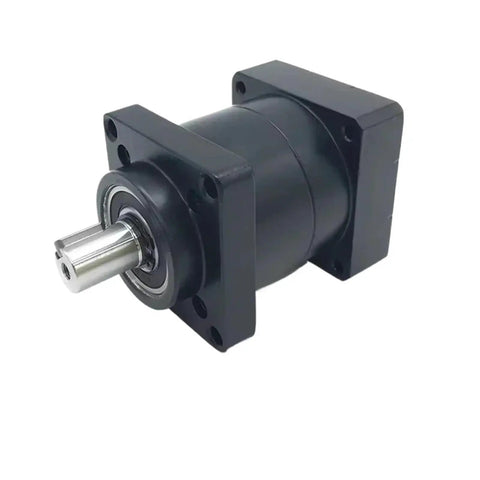 Heavy Duty Nema 52 Flange Planetary Gearbox And Speed Reducer Designed For Stepper And Servo Motors With Knockout Torque and Rock Solid Precision For Pro Setup Needs, showcasing the black casing and 19mm shaft.